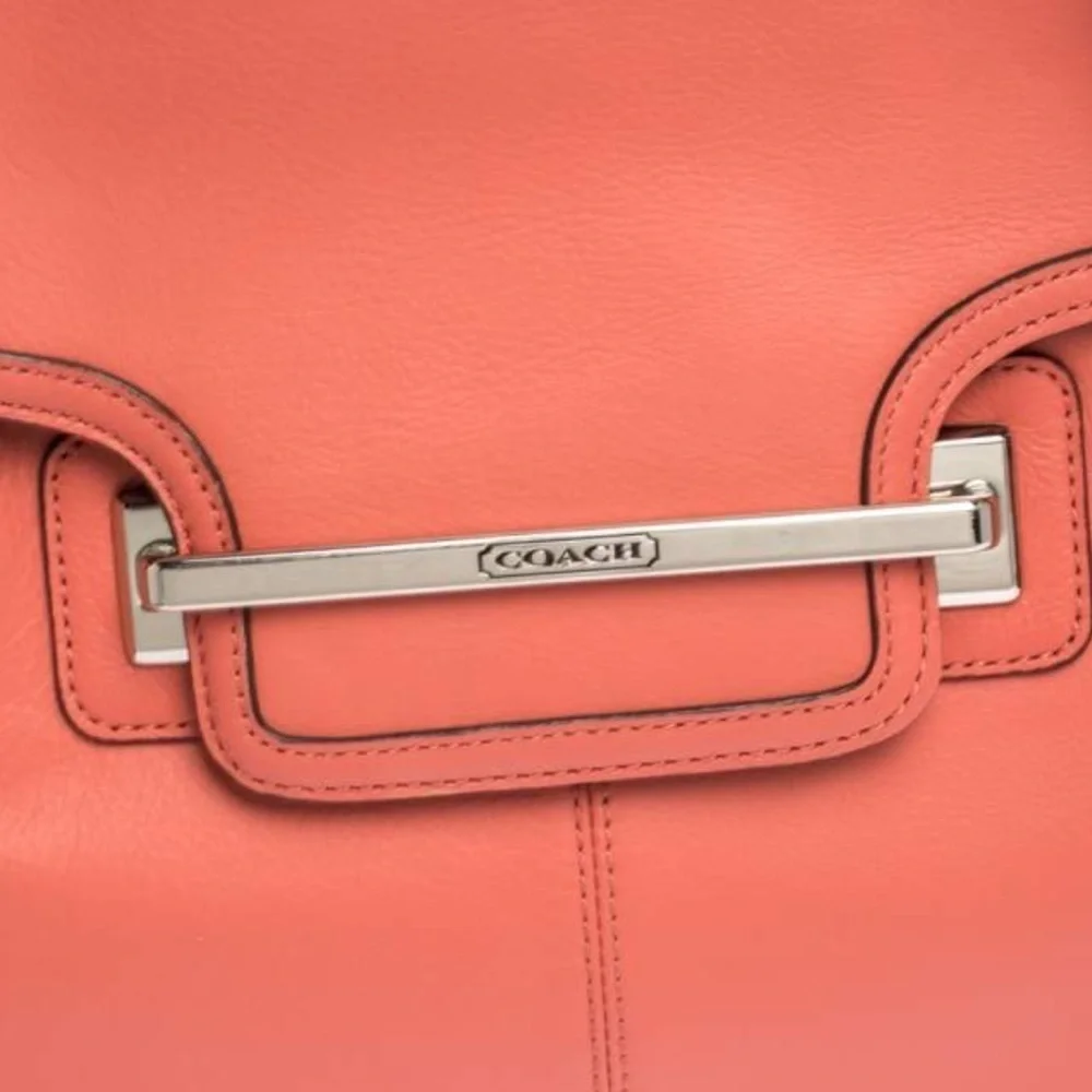 COACH Taylor Marin Satchel Coral Salmon Pink Leather F26781 Crossbody Bag $398 - Picture 5 of 15